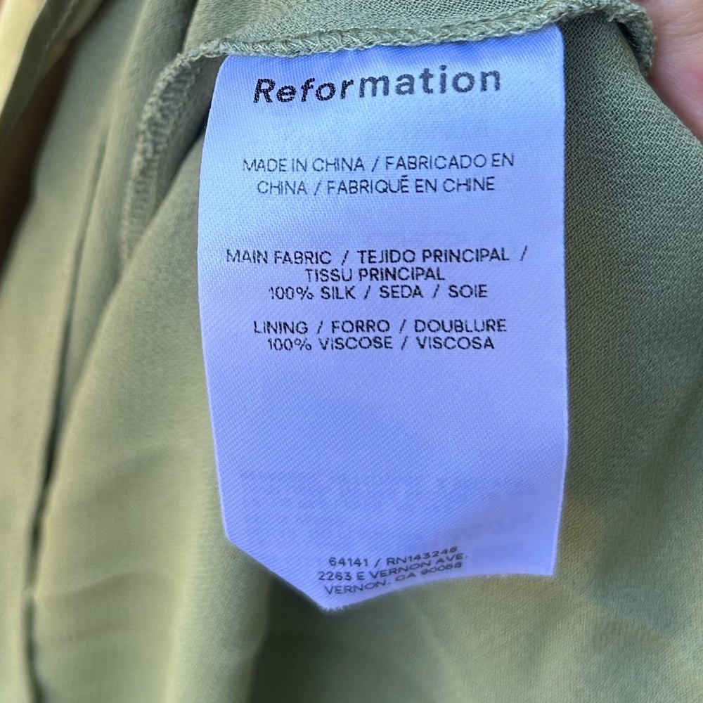 NEW Reformation Yesenia Silk Dress size M in Artichoke - Picture 8 of 14